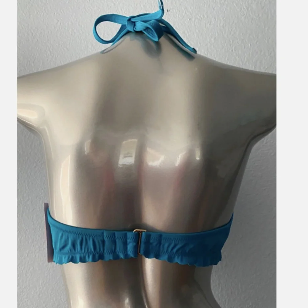 Victorias Secret Swim Bikini Top Cosmo Blue Zuma Getaway Scalloped Underwire 38C